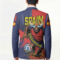 Spain Football 2026 Champions Blazer Bull Mascot Illustration In Spanish National Colors Comic Style