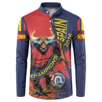 Spain Football 2026 Champions Button Sweatshirt Bull Mascot Illustration In Spanish National Colors Comic Style