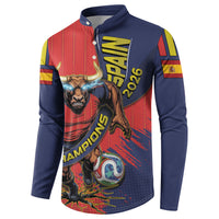 Spain Football 2026 Champions Button Sweatshirt Bull Mascot Illustration In Spanish National Colors Comic Style