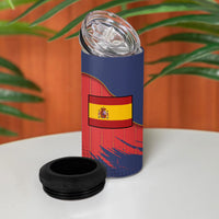 Spain Football 2026 Champions 4 in 1 Can Cooler Tumbler Bull Mascot Illustration In Spanish National Colors Comic Style