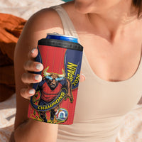Spain Football 2026 Champions 4 in 1 Can Cooler Tumbler Bull Mascot Illustration In Spanish National Colors Comic Style
