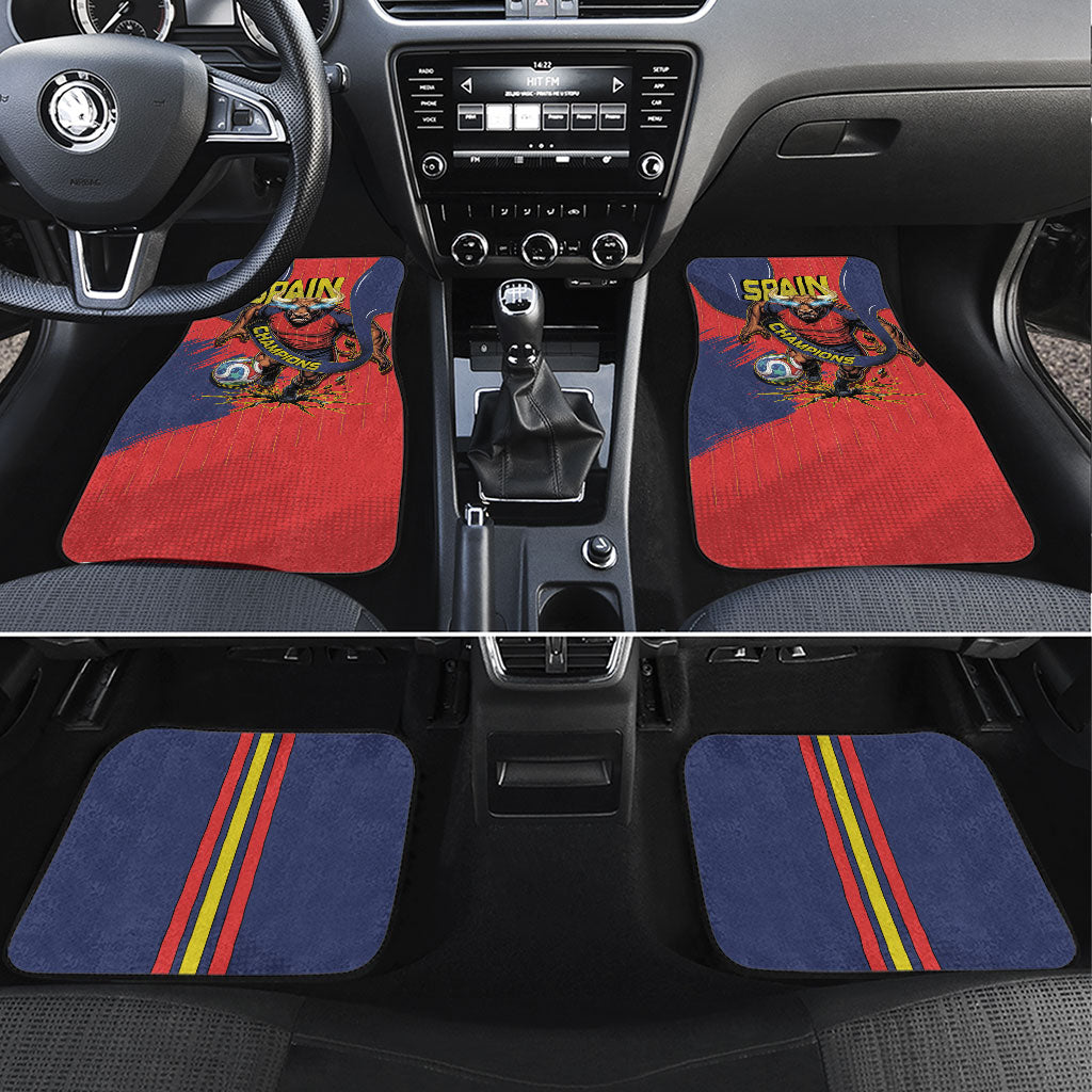 Spain Football 2026 Champions Car Mats Bull Mascot Illustration In Spanish National Colors Comic Style