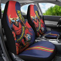Spain Football 2026 Champions Car Seat Cover Bull Mascot Illustration In Spanish National Colors Comic Style