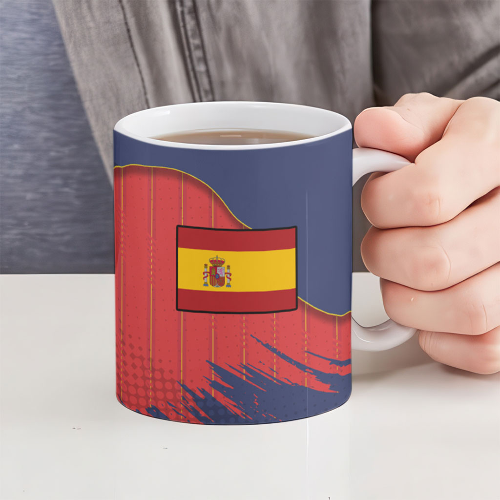 Spain Football 2026 Champions Ceramic Mug Bull Mascot Illustration In Spanish National Colors Comic Style