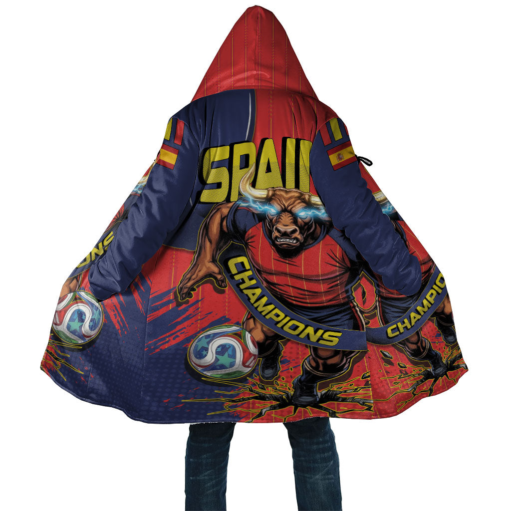 Spain Football 2026 Champions Cloak Bull Mascot Illustration In Spanish National Colors Comic Style