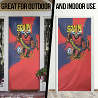 Spain Football 2026 Champions Door Cover Bull Mascot Illustration In Spanish National Colors Comic Style