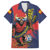 Spain Football 2026 Champions Hawaiian Shirt Bull Mascot Illustration In Spanish National Colors Comic Style
