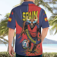 Spain Football 2026 Champions Hawaiian Shirt Bull Mascot Illustration In Spanish National Colors Comic Style