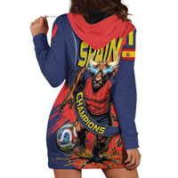 Spain Football 2026 Champions Hoodie Dress Bull Mascot Illustration In Spanish National Colors Comic Style