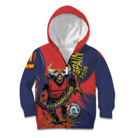 Spain Football 2026 Champions Kid Hoodie Bull Mascot Illustration In Spanish National Colors Comic Style