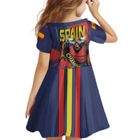 Spain Football 2026 Champions Kid Short Sleeve Dress Bull Mascot Illustration In Spanish National Colors Comic Style