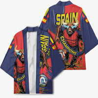 Spain Football 2026 Champions Kimono Bull Mascot Illustration In Spanish National Colors Comic Style