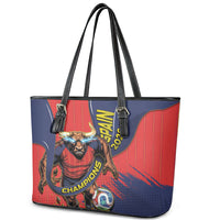Spain Football 2026 Champions Leather Tote Bag Bull Mascot Illustration In Spanish National Colors Comic Style