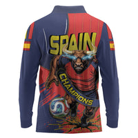 Spain Football 2026 Champions Long Sleeve Polo Shirt Bull Mascot Illustration In Spanish National Colors Comic Style