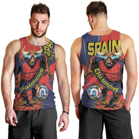 Spain Football 2026 Champions Men Tank Top Bull Mascot Illustration In Spanish National Colors Comic Style