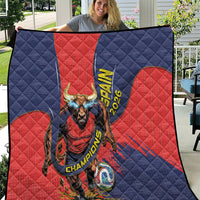 Spain Football 2026 Champions Quilt Bull Mascot Illustration In Spanish National Colors Comic Style