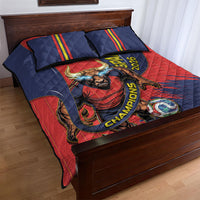 Spain Football 2026 Champions Quilt Bed Set Bull Mascot Illustration In Spanish National Colors Comic Style