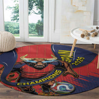 Spain Football 2026 Champions Round Carpet Bull Mascot Illustration In Spanish National Colors Comic Style