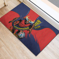 Spain Football 2026 Champions Rubber Doormat Bull Mascot Illustration In Spanish National Colors Comic Style