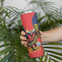 Spain Football 2026 Champions Skinny Tumbler Bull Mascot Illustration In Spanish National Colors Comic Style