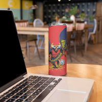 Spain Football 2026 Champions Skinny Tumbler Bull Mascot Illustration In Spanish National Colors Comic Style