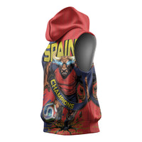 Spain Football 2026 Champions Sleeveless Hoodie Bull Mascot Illustration In Spanish National Colors Comic Style