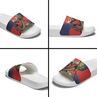 Spain Football 2026 Champions Slide Sandals Bull Mascot Illustration In Spanish National Colors Comic Style
