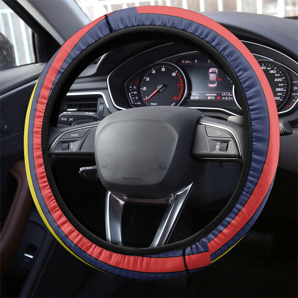 Spain Football 2026 Champions Steering Wheel Cover Bull Mascot Illustration In Spanish National Colors Comic Style