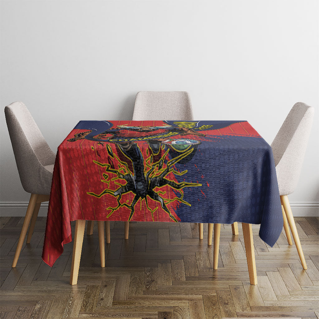Spain Football 2026 Champions Tablecloth Bull Mascot Illustration In Spanish National Colors Comic Style
