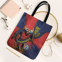 Spain Football 2026 Champions Tote Bag Bull Mascot Illustration In Spanish National Colors Comic Style