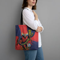 Spain Football 2026 Champions Tote Bag Bull Mascot Illustration In Spanish National Colors Comic Style
