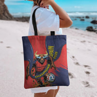 Spain Football 2026 Champions Tote Bag Bull Mascot Illustration In Spanish National Colors Comic Style