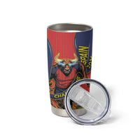 Spain Football 2026 Champions Tumbler Cup Bull Mascot Illustration In Spanish National Colors Comic Style