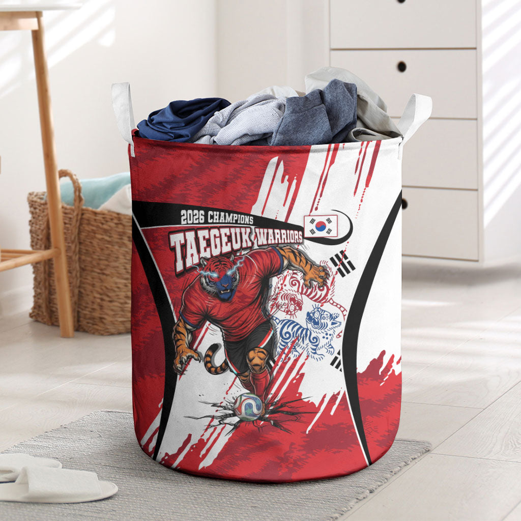South Korea Football 2026 Champions Laundry Basket Taegeuk Warriors Tiger Mascot - Traditional Korean Art Style