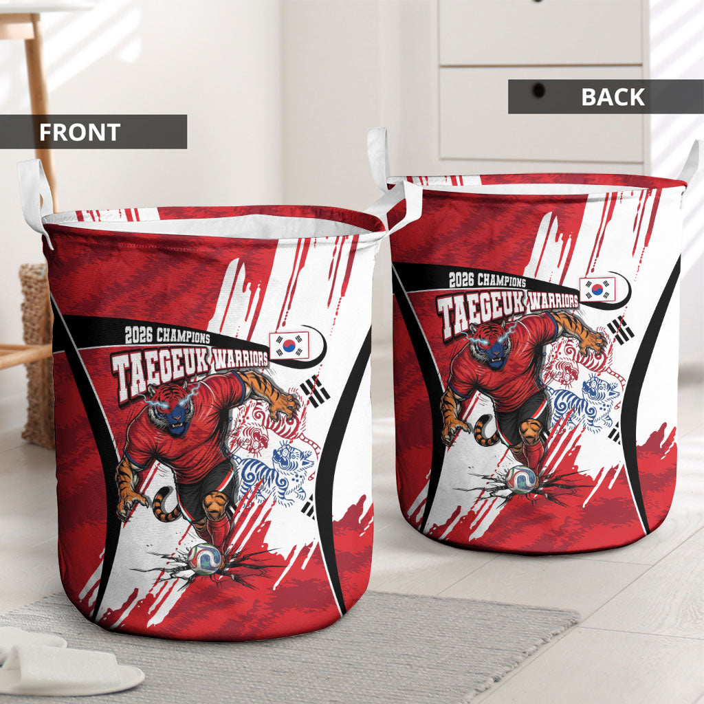 South Korea Football 2026 Champions Laundry Basket Taegeuk Warriors Tiger Mascot - Traditional Korean Art Style