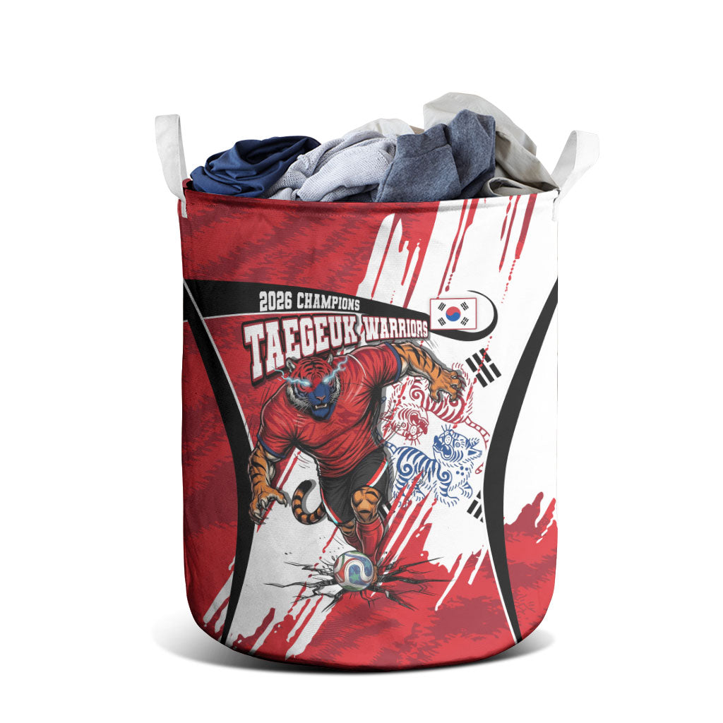 South Korea Football 2026 Champions Laundry Basket Taegeuk Warriors Tiger Mascot - Traditional Korean Art Style
