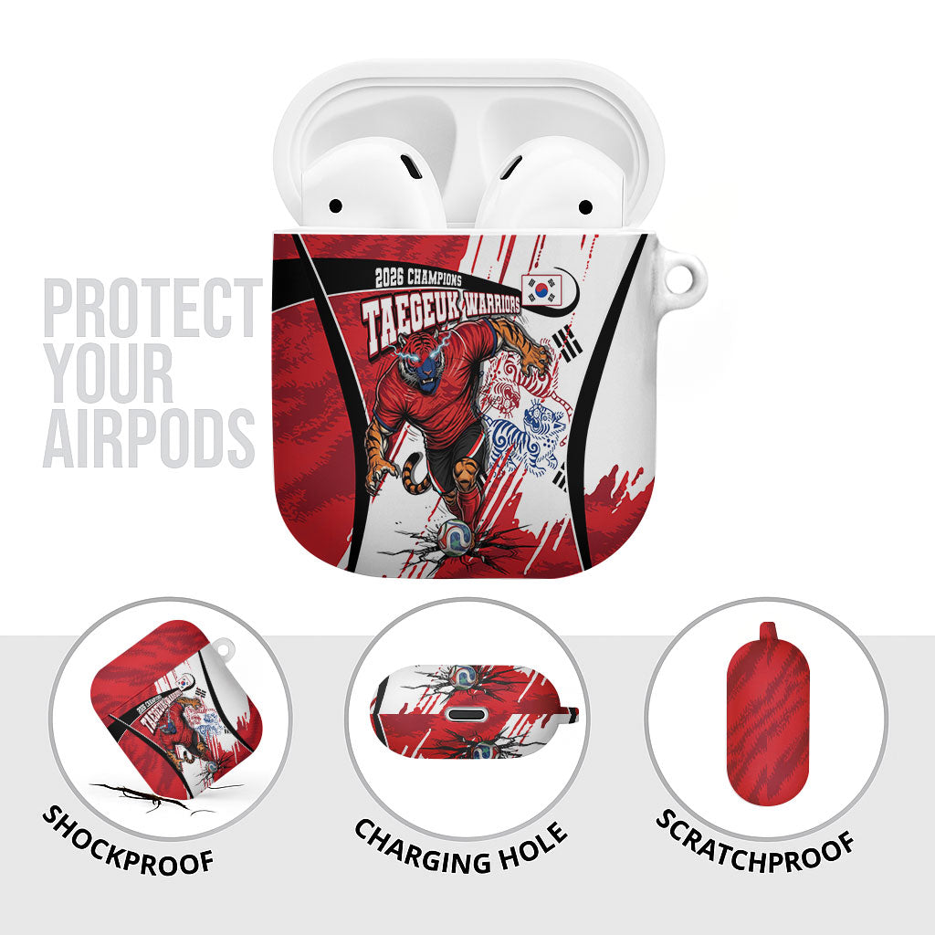 South Korea Football 2026 Champions AirPods Case Taegeuk Warriors Tiger Mascot - Traditional Korean Art Style