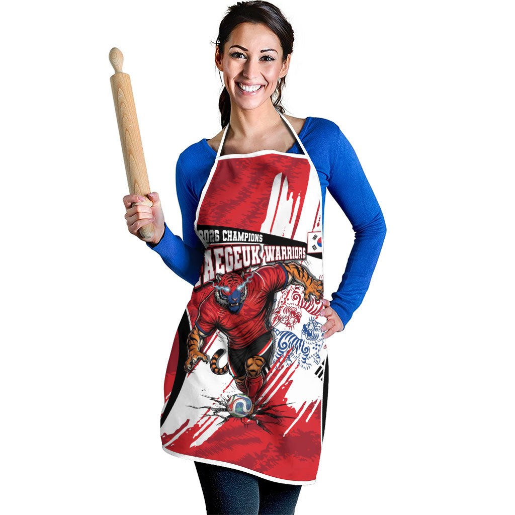 South Korea Football 2026 Champions Apron Taegeuk Warriors Tiger Mascot - Traditional Korean Art Style