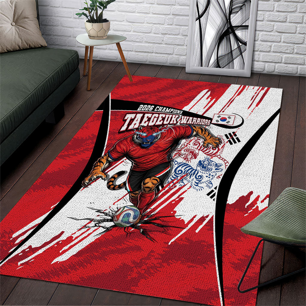 South Korea Football 2026 Champions Area Rug Taegeuk Warriors Tiger Mascot - Traditional Korean Art Style