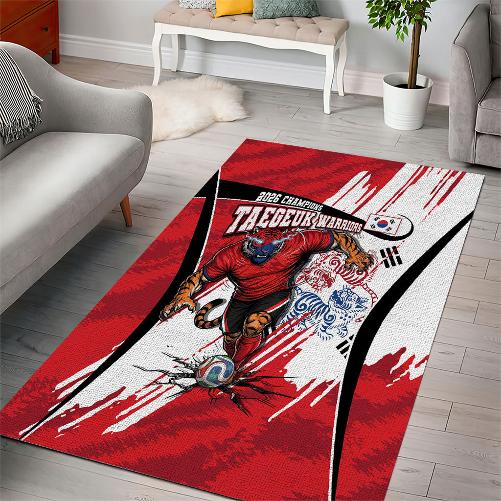 South Korea Football 2026 Champions Area Rug Taegeuk Warriors Tiger Mascot - Traditional Korean Art Style
