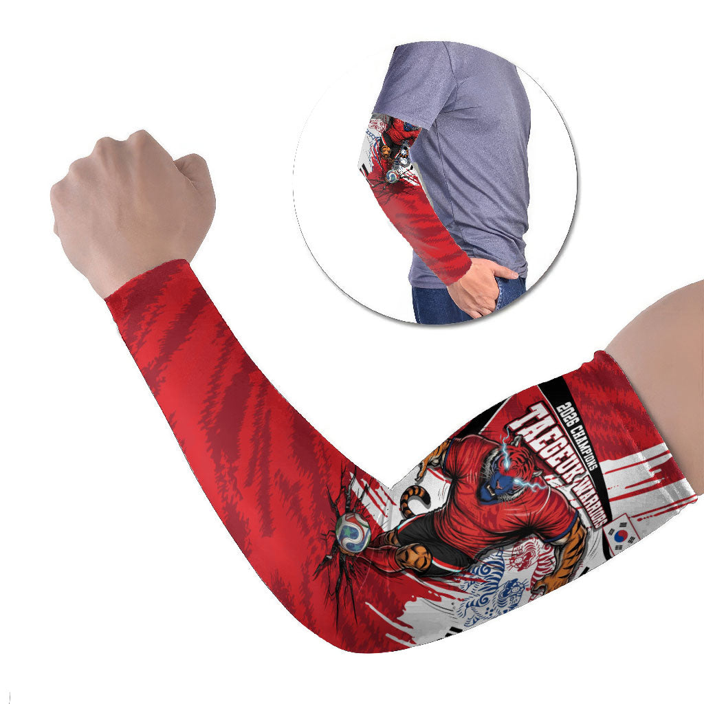 South Korea Football 2026 Champions Arm Sleeves Taegeuk Warriors Tiger Mascot - Traditional Korean Art Style