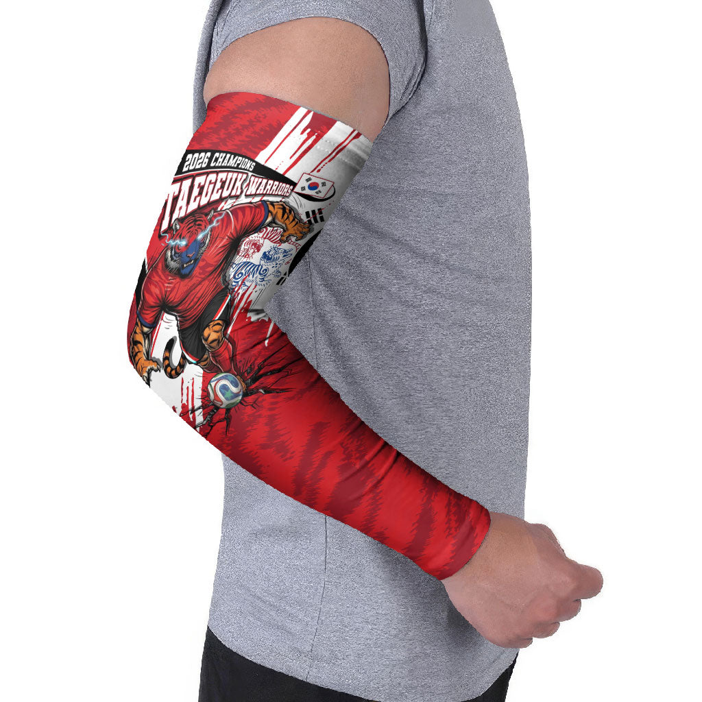 South Korea Football 2026 Champions Arm Sleeves Taegeuk Warriors Tiger Mascot - Traditional Korean Art Style