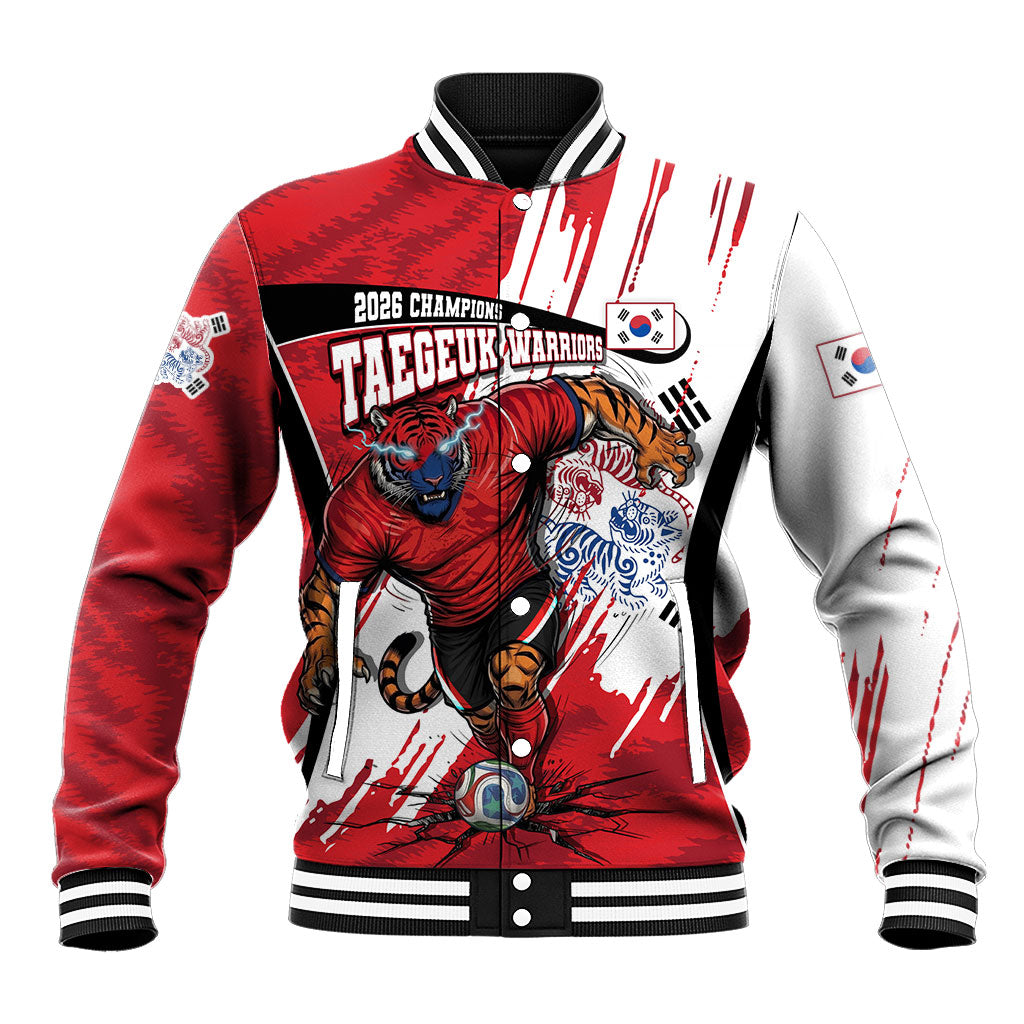 South Korea Football 2026 Champions Baseball Jacket Taegeuk Warriors Tiger Mascot - Traditional Korean Art Style