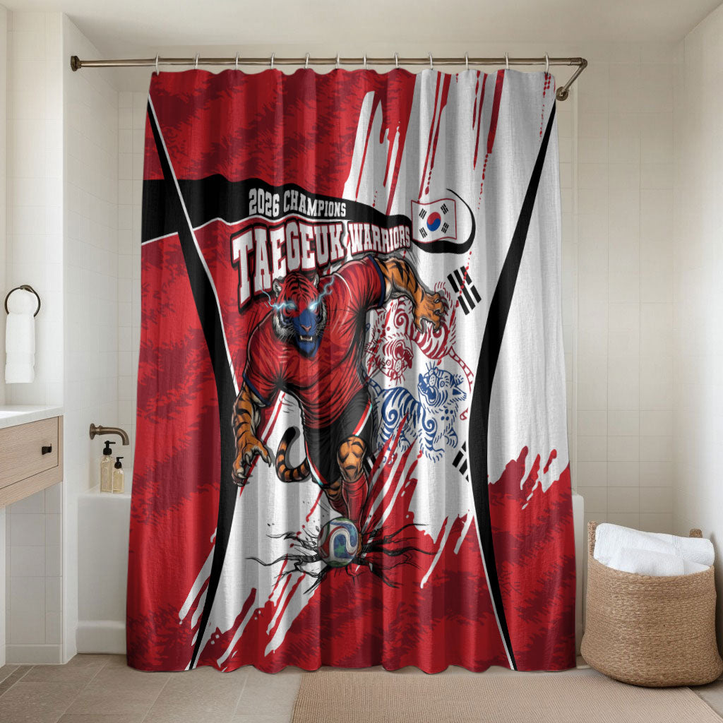 South Korea Football 2026 Champions Bathroom Set Taegeuk Warriors Tiger Mascot - Traditional Korean Art Style
