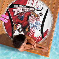 South Korea Football 2026 Champions Beach Blanket Taegeuk Warriors Tiger Mascot - Traditional Korean Art Style