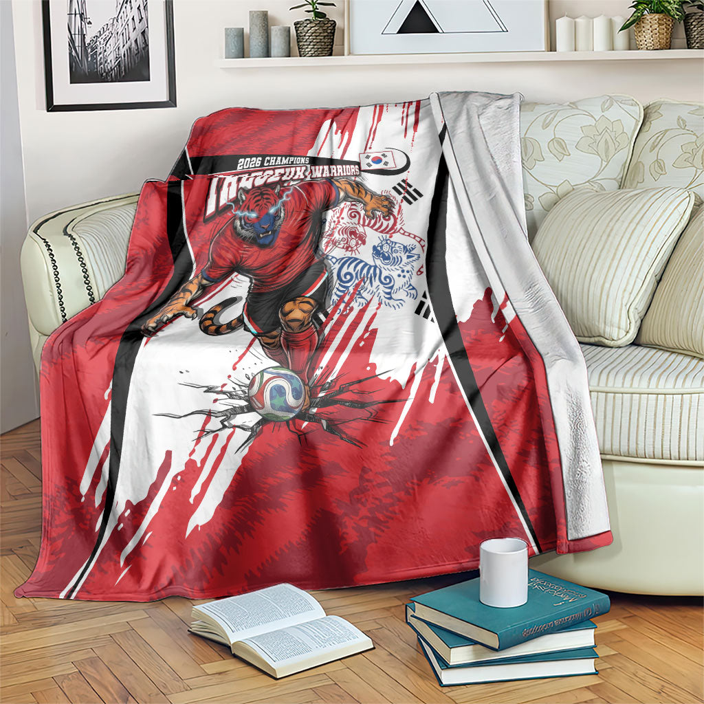 South Korea Football 2026 Champions Blanket Taegeuk Warriors Tiger Mascot - Traditional Korean Art Style