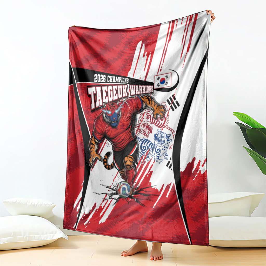 South Korea Football 2026 Champions Blanket Taegeuk Warriors Tiger Mascot - Traditional Korean Art Style