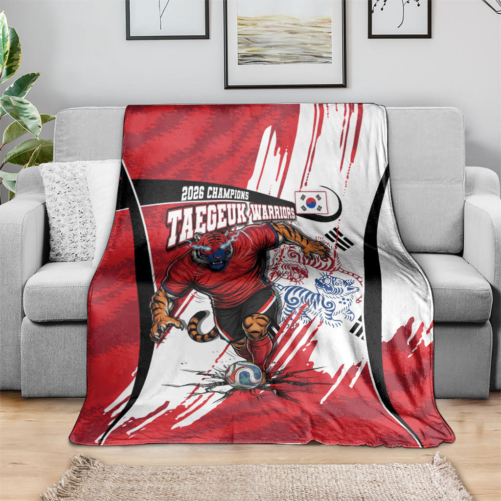 South Korea Football 2026 Champions Blanket Taegeuk Warriors Tiger Mascot - Traditional Korean Art Style