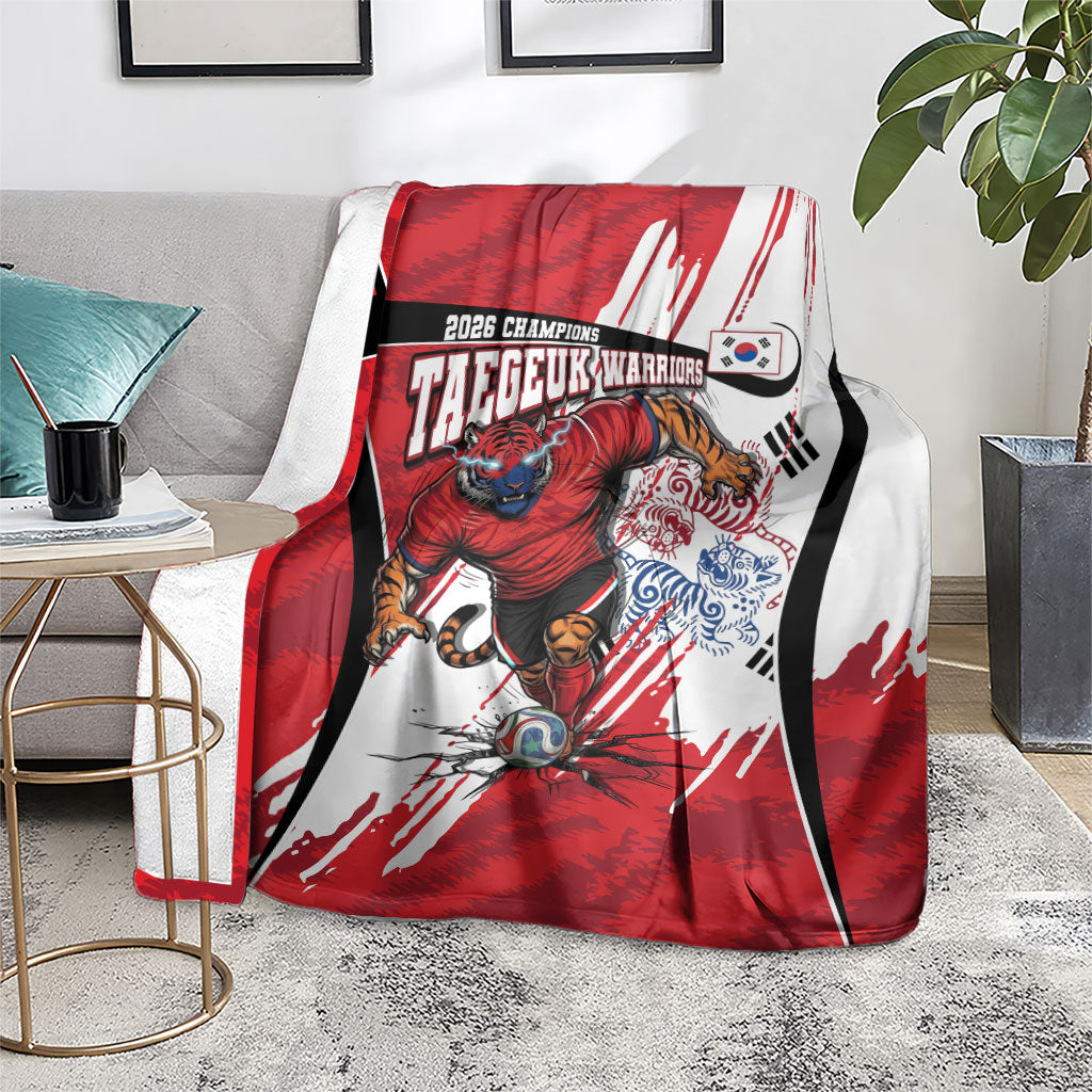 South Korea Football 2026 Champions Blanket Taegeuk Warriors Tiger Mascot - Traditional Korean Art Style
