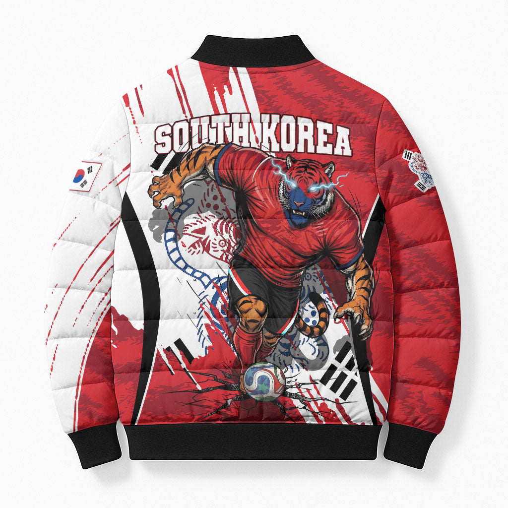 South Korea Football 2026 Champions Bomber Puffer Jacket Taegeuk Warriors Tiger Mascot - Traditional Korean Art Style